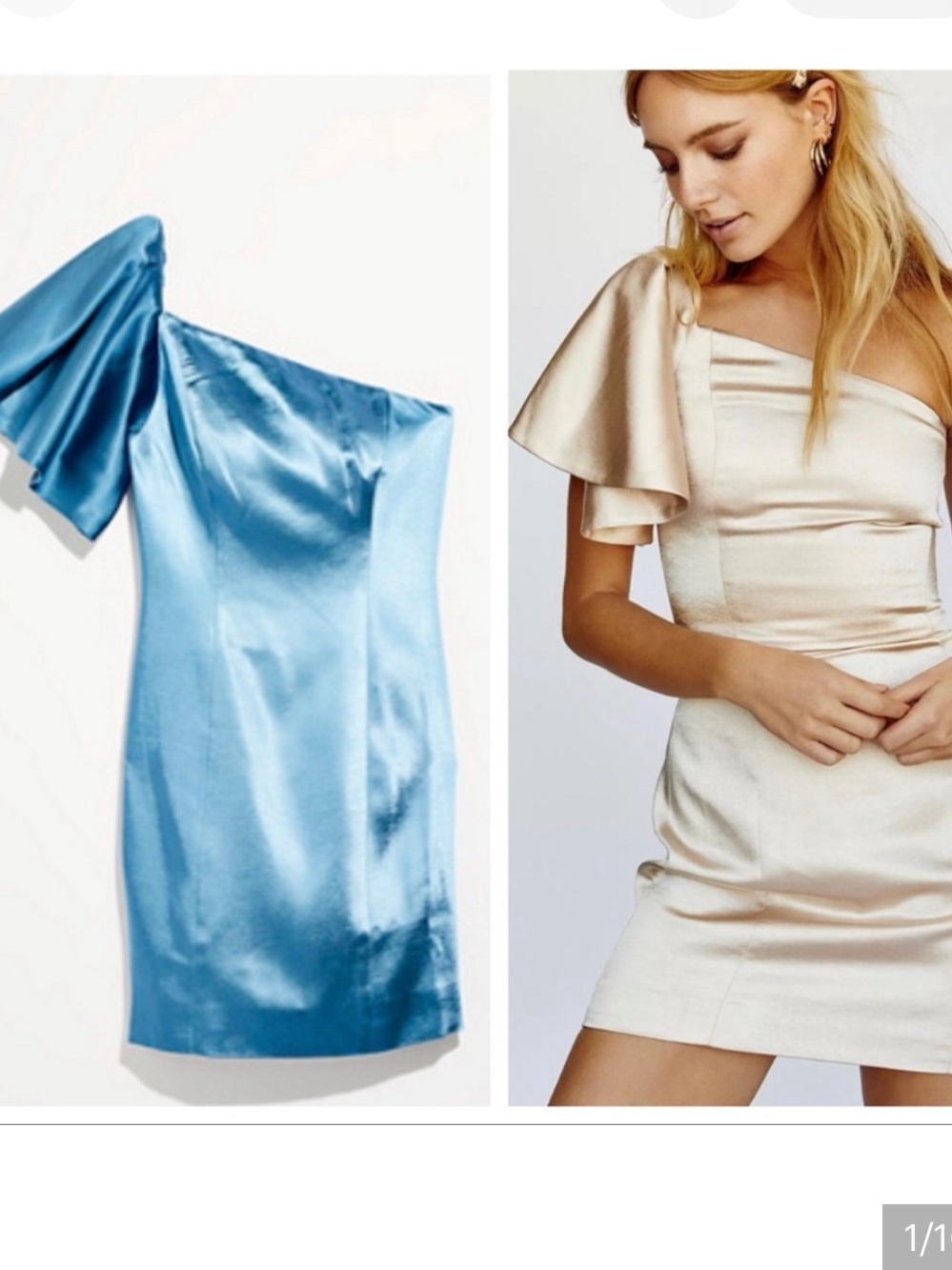 NWT Free People X FAME & PARTNERS Cara One Shoulder Mini Dress Blue sz 10 $229